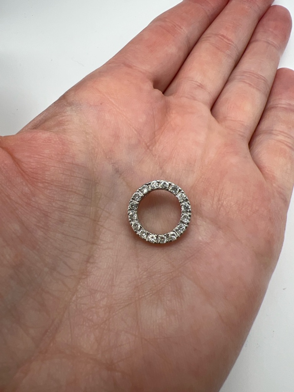 Sterling Silver CZ Circle Pendant • Clear Stones • 925 • Minimalist